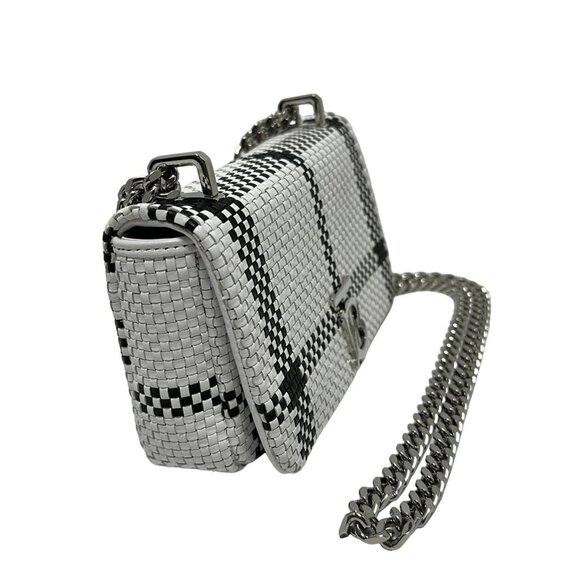 Auth BURBERRY LONDON ENGLAND Roller Bag - White Black Leather Shoulder Bag - Picture 10 of 11